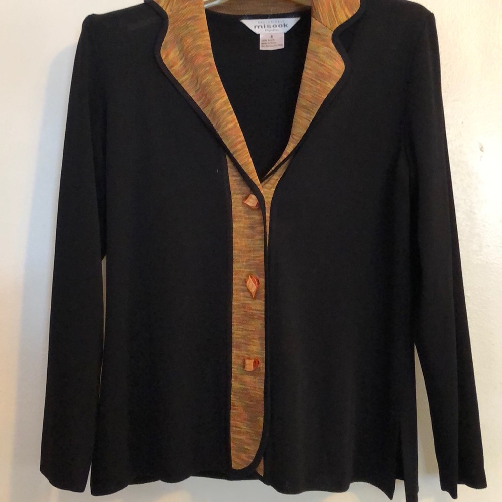 Misook Jacket Top Black Size Petite Small